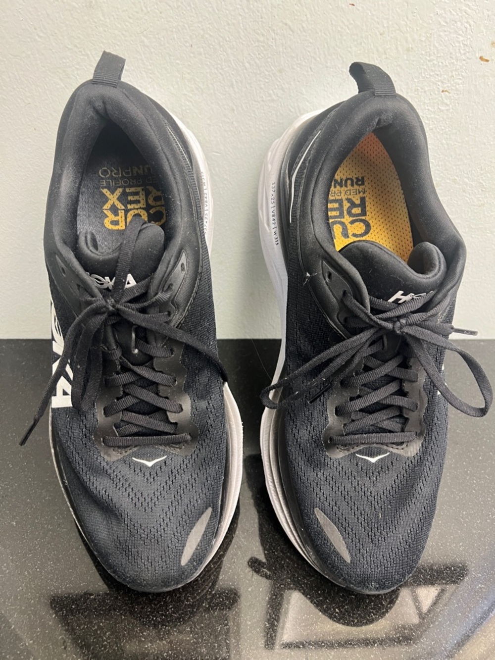 Hoka One One Men's Black and White Athletic Running Shoes